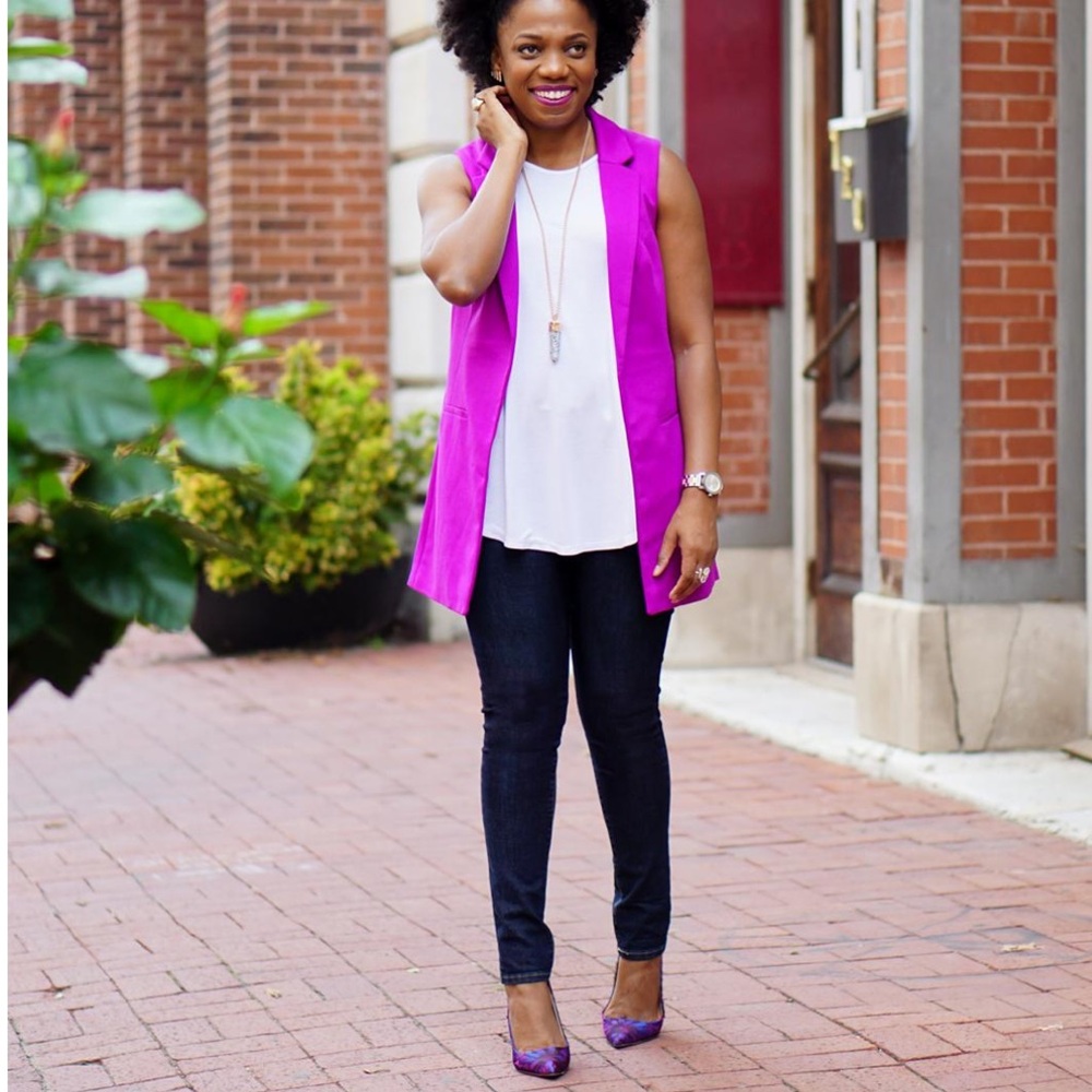 The Limited Bright Purple Notch Lapel Sleeveless Jacket